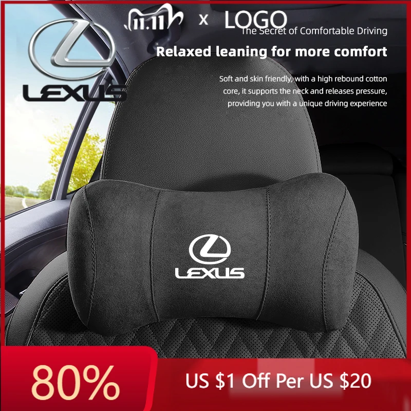 

2026 Hot Interior Stickers Car Suede Headrest Memory Cotton Neck Pillow For Lexus RX330 IS250 Ct200h ES300h RX350 IS300h NX300h