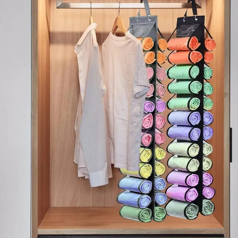 Legging Organizer Pants Closet Organizer Double-sided Space Saver Bags Over The Door Legging Storage Hanger 24 Pockets Shirts