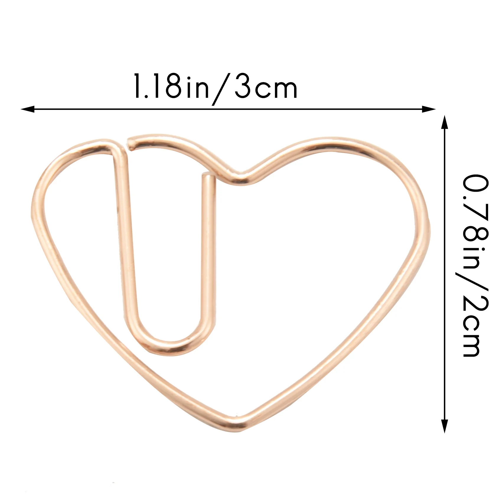 100 Pieces Love Heart Shaped Small Paper Clips Bookmark Clips for Office School Home Metal Paper Clips Rose Gold