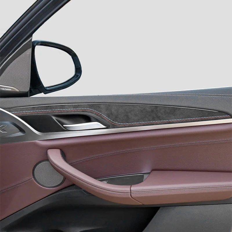 

For BMW X3 G01 G08 X4 G02 Door Inner Handle Decorative Trim Frame Sticker Made of Alcantara Car Interior Tuning Accessories 4Pcs