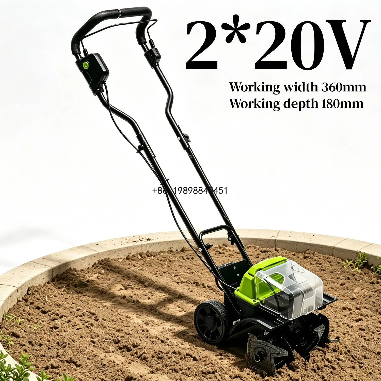 Brushless Tiller Garden Lithium Battery Power Soil Loosening Mini Cultivators for Soil Turning VERTAK 2*20V Cordless