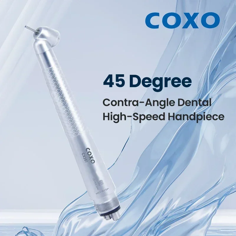 COXO Cx207 45° Angled Imported Bearing High-Speed Handpiece - Air Turbine with Single Spray for Tooth Cleaning and Whitening