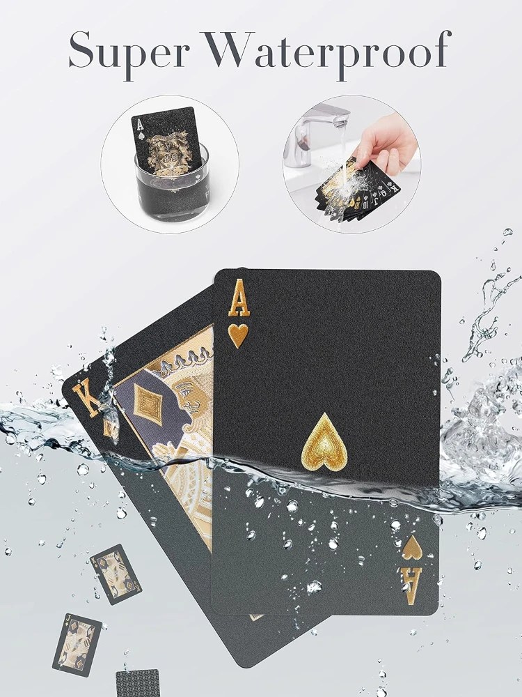 Playing Cards Diamond Waterproof Black Playing Cards, Poker Cards, HD, Deck of Cards (Black)  Card Games