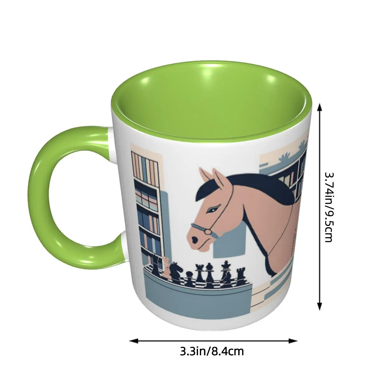 Chess & Horse Mug Funny Ceramic Coffee Cups Tea Mugs Milk Cup Drinkware Gifts for Friends DIY Custom
