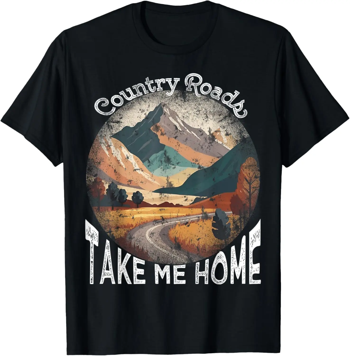 Vintage Retro Music Fans Tee Country Roads Take Me Home T-Shirt