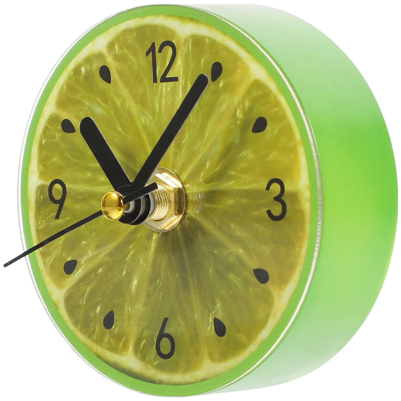 

Green Lemon Refrigerator Clock Magnet Round Fruit Pattern Fridge Stickers Magnetic Message Board Wall Clock Creative
