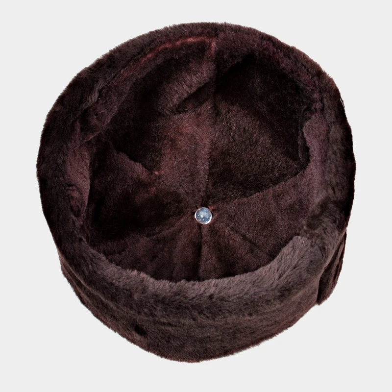 High End Fur One Piece Hat Men Women Winter Warm 100% Wool Genuine Leather Landlord Cap Male Cold-proof Outdoor Beanie Dad Gift