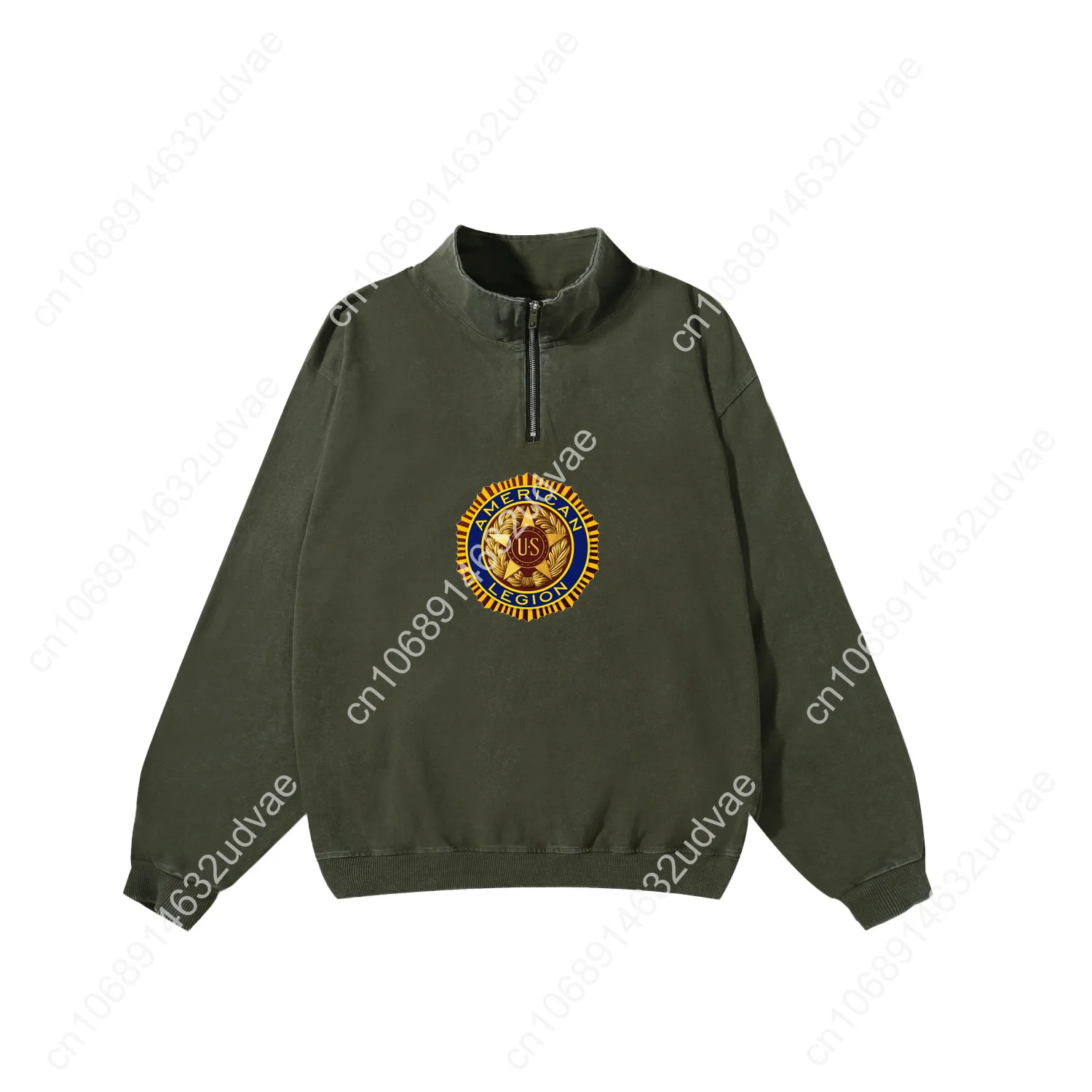 American Legion Logo Retro Sweatshirt Man Woman Teenager Vintage Pullover Half Zipper Sweat Shirt Custom Made Sleeved Tshirt