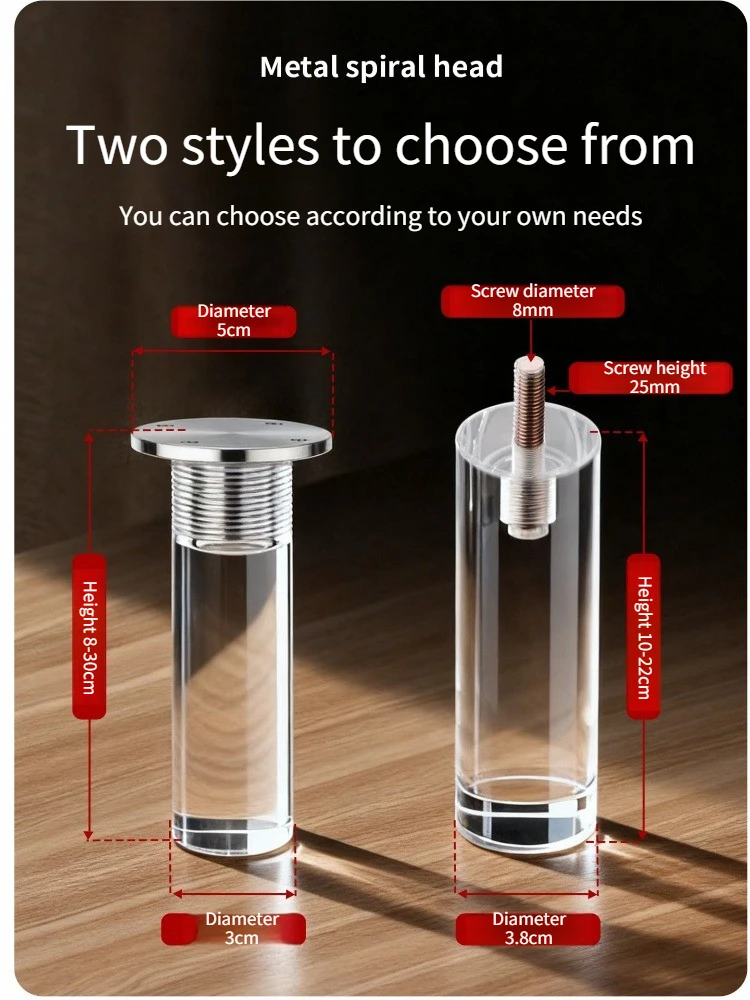 4pcs Transparent Acrylic Legs TV Cabinet Feet Suspended Cabinet Legs Supporting Feet Furniture Columns Height Increasing Legs