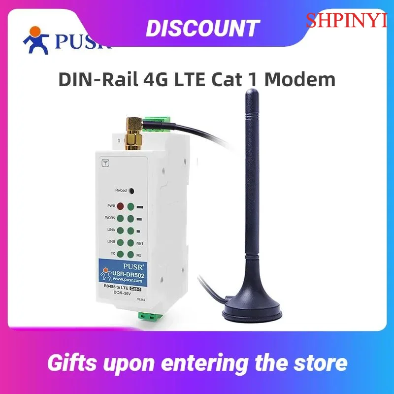 

PUSR GSM GPRS Последовательный RS485 4G LTE Cat 1, протокол распределения сотового модема, Европа USR-DR502-E