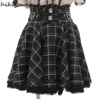 2025 Faldas Mujer De Moda Japanese Women Skirts Patchwork Lace Bow Jupe Plaid Summer Saia High Waist A-line Fashion Y2k Skirt