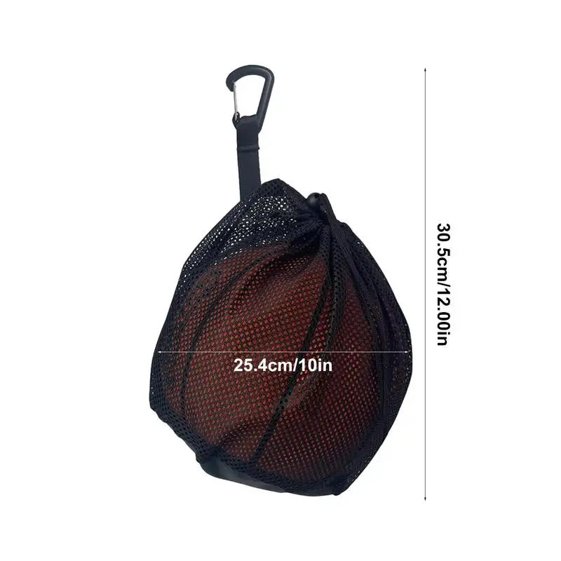 Borsa a rete singola per palla singola per il trasporto di pallavolo singola, pallacanestro, calcio, pallavolo, borsa a rete, borsa a sfera con clip