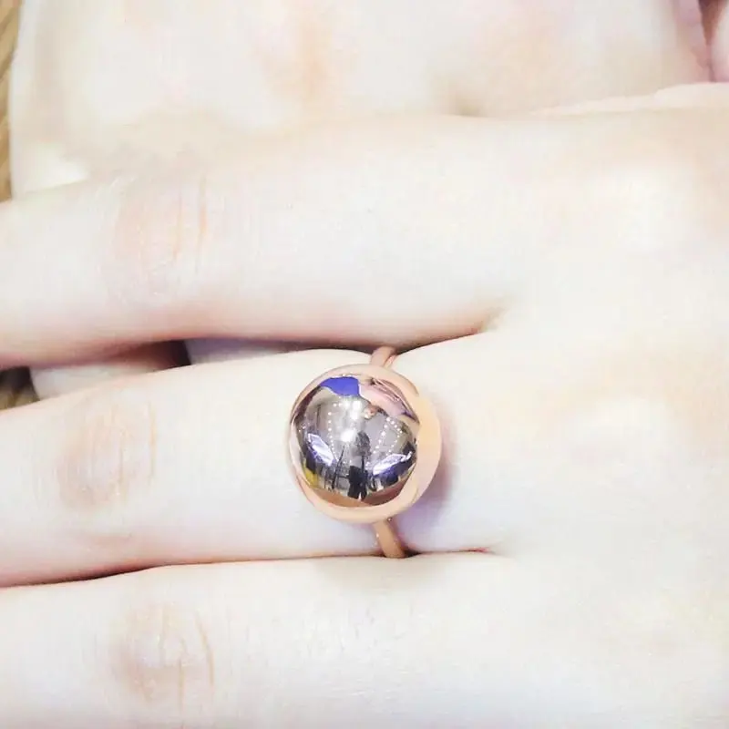 585 purple gold plated 14k rose gold beads ring ladies opening Japanese and Korean style high-end exaggerated jewelry