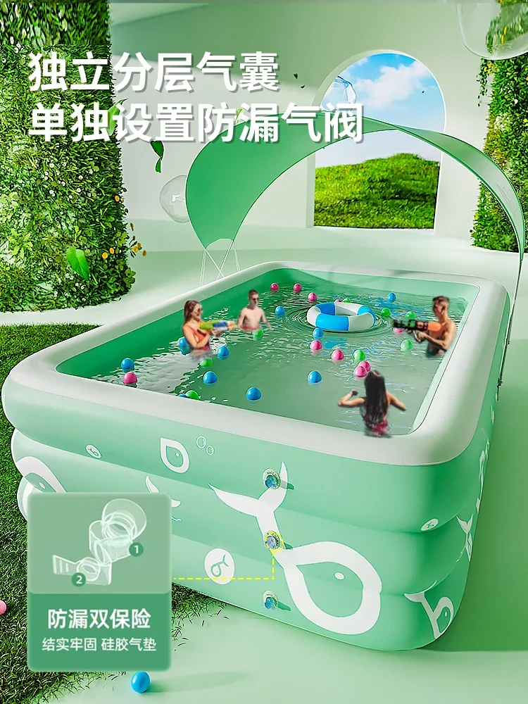 Piscina inflable para el hogar, tobogán acolchado para niños, gran familia al aire libre, adultos, bebé, cubo de juego para bebés.