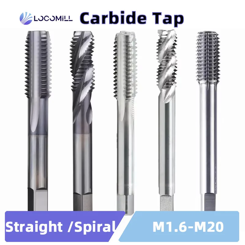 LOCO Carbide Tap Or Extrusion Tap Straight Spiral Flute HRC60 CNC Thread Cutter Tool M2 M3 M4 M5 M6 M8 M10 M12 M14 M16 M18 M20