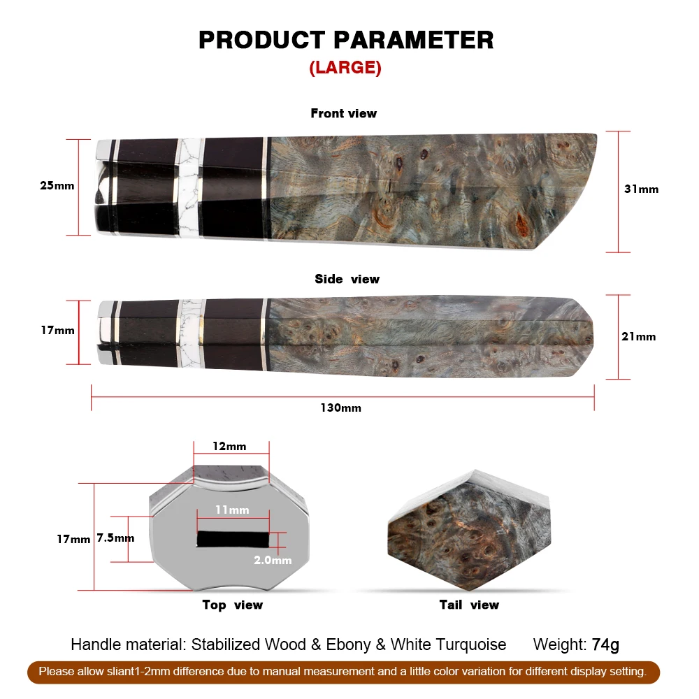 XITUO Premium Stable Wooden Handle Japanese Damascus Steel Kitchen Knife Handle Handcrafted DIY Tool with Ergonomic Handle