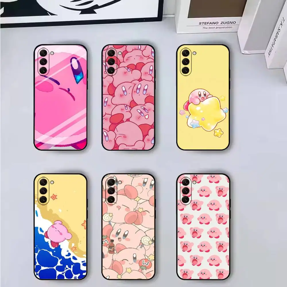 

Lovely Pink K-Kirby Cartoon Phone Case Black Silicone Soft For Samsung Galaxy A73,A72,A71,A70,A53,A52,A51