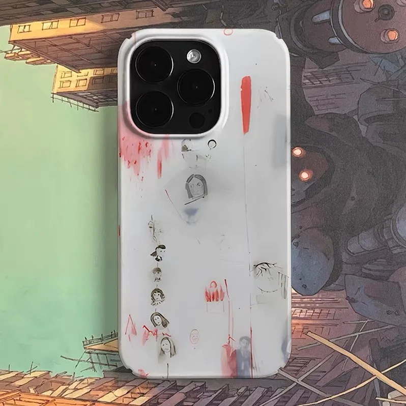 

White Funny Facial Art Phone Case for IPHONE 17 Air 16E 15 PROMAX 14 Plus 13 12 MINI 11 PRO 16Plus XR XS SE Acrylic Phone Cover