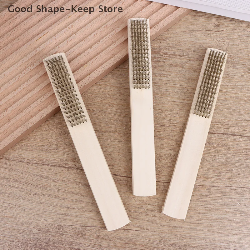 

2/5/10 шт., набор латунных проволочных щеток с деревянной ручкой для чистки промышленных устройств, 6x16 рядов, щетки для полировки и шлифования