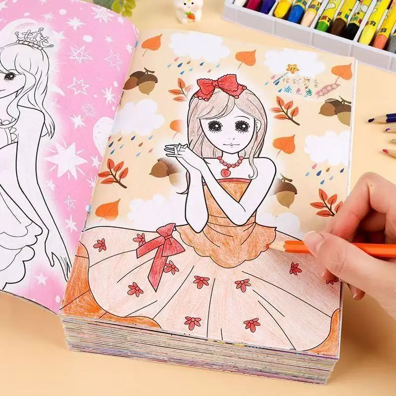 Colorful Princess Coloring Books 6 books/Set Girls Drawing Book Children Graffiti Painting Picture Libros School Supplies