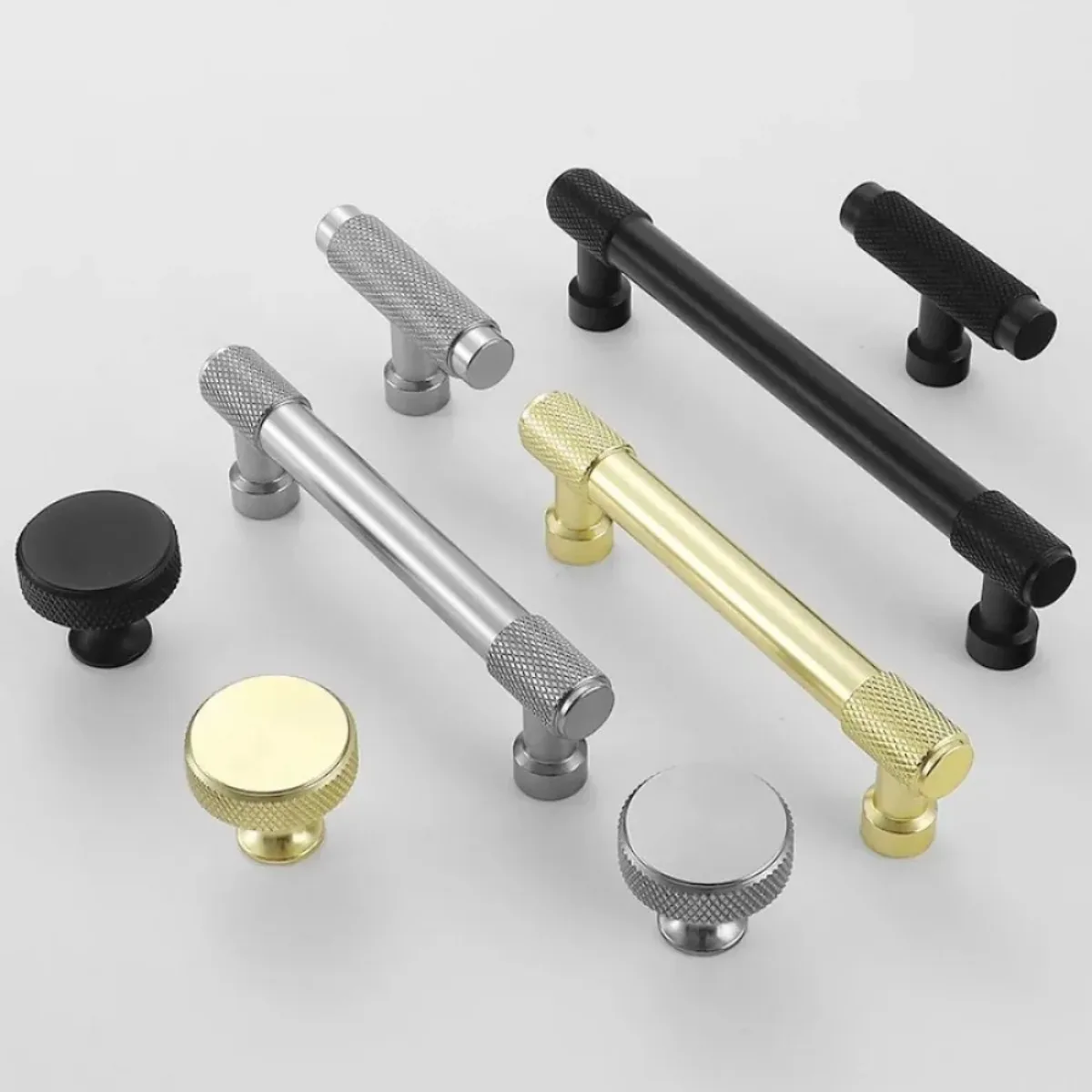 Knurl Screw Handles for Wardrobe and Drawer Gold/Black/Silver Furniture Handles Minimalist Style Bookcase Kitchen Cabinet Handle