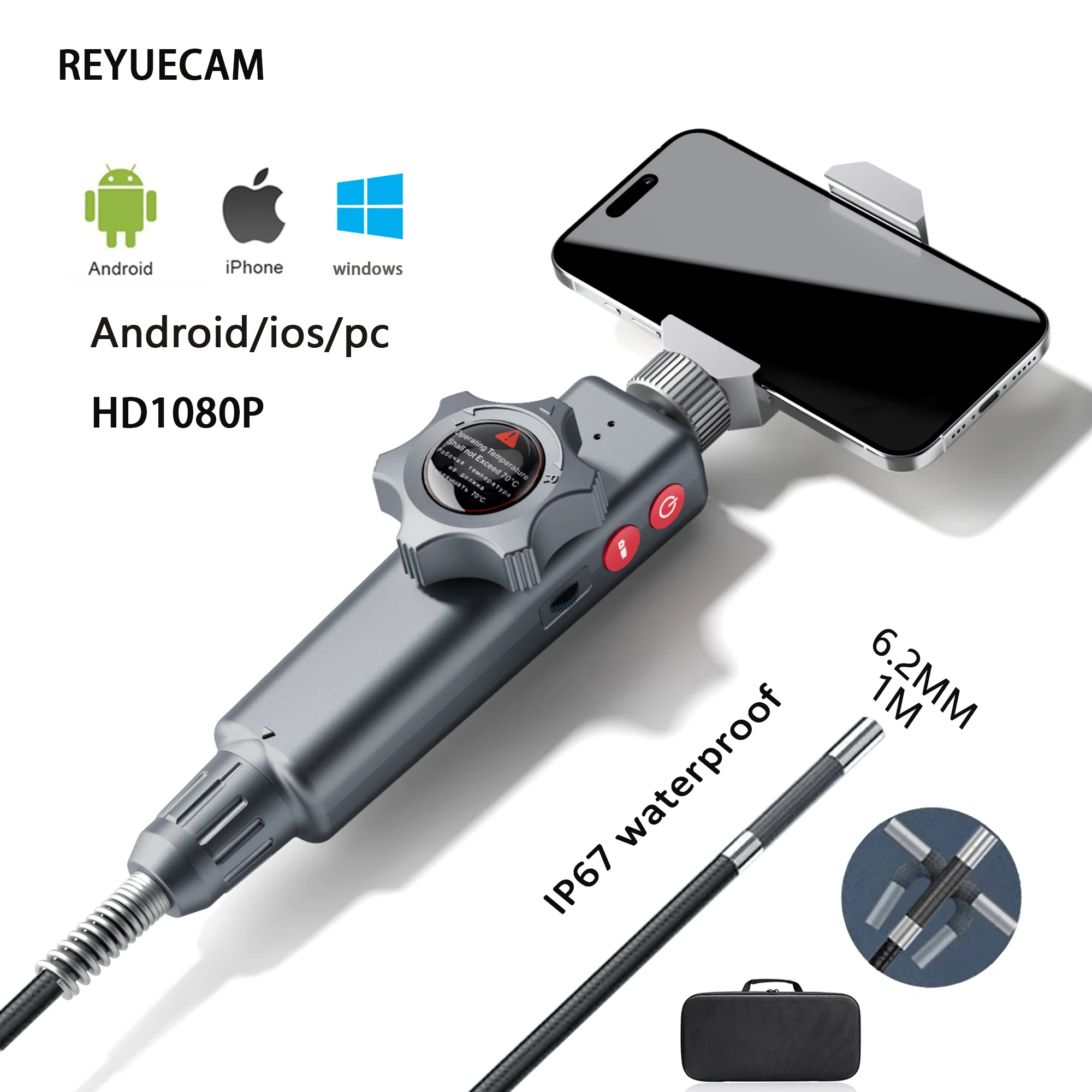 

REYUECAM Two Way 210 Degree Inspection Camera Articulating Industrial Endoscope 6.2mm HD Pipe Camera With 6 LED for PC Android