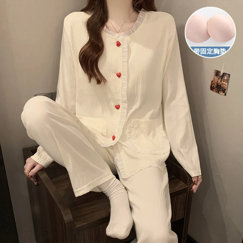 

Pjs Set Women's Pajama Set Women's Warm Winter Pajamas Fashionable Home Clothes, Pajamas Cute Pajama Set Cloud Cotton Cardigan