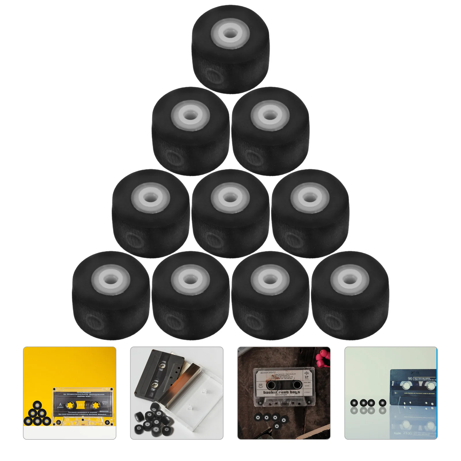

10 Pcs Bearing Wheel Blank Cassette Tapes Portable Pinch Roller for Recorder CD Player Car Video Machine Number Miss