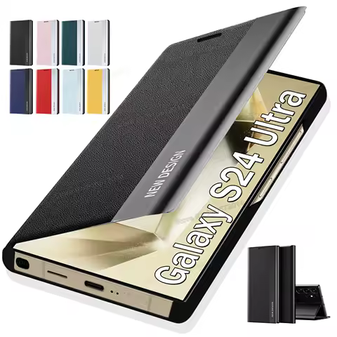 Flip Stand Plating Phone Cover For Samsung Galaxy S24 S25 S23 S22 S21 S20 FE S10 Note 20 Ultra 10 Plus Leather Case With Bracket