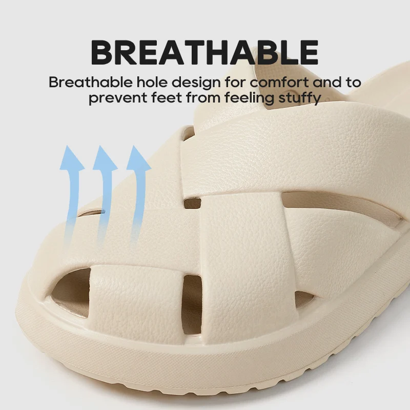 UTUNE women's sandals summer 2025 Lightweight Non-Slip Woven Toe Slippers Soft Platform Open-Toe Outdoor shoes luxury woman