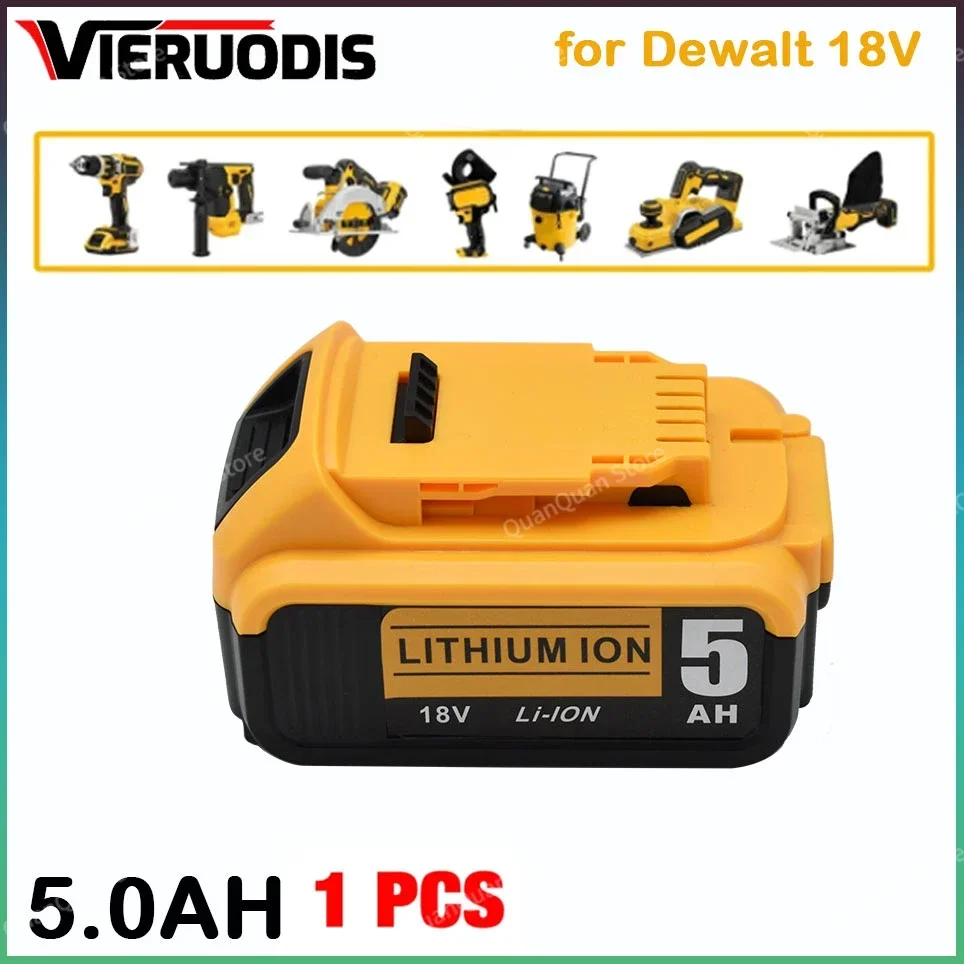 

Compatible For DeWalt 18V/20V 5000mAh Rechargeable Power Tools Battery with LED Li-ion Replacement DCB205 DCB204-2 DCB20