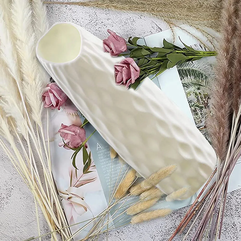 

Floral Rustic Decor Desktop Ornaments White Flower Arrangement Holder Vase Office