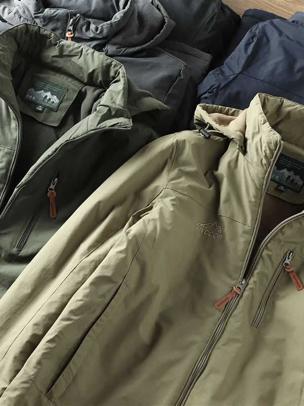 

Tech Tee-Proof! High Densi Windproof Waterproof! Men's Outdoor Casual Fce Lined Thiened Workwear Jaet Trendy