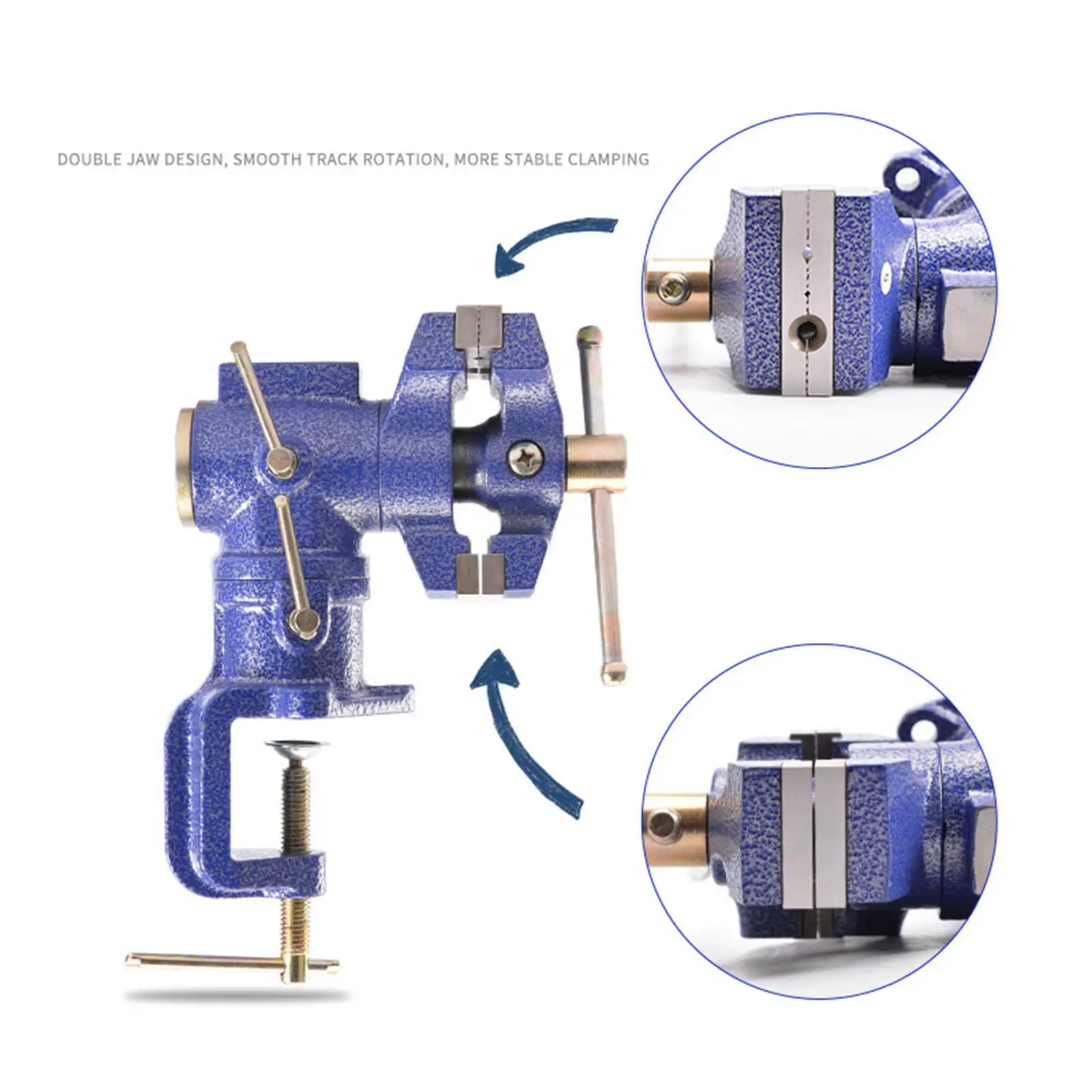 Bench Vise 360° Swivel Base Work Combined Universal Table Vise for Sawing Cutting Conduit Metalworking Woodworking Drilling