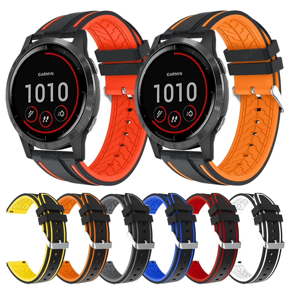 Rubber Straps For Garmin Vivoactive 3 4 45mm/Venu 2 Silicone Watchband Forerunner 55 245 645 Music Band Quick release Wristbands