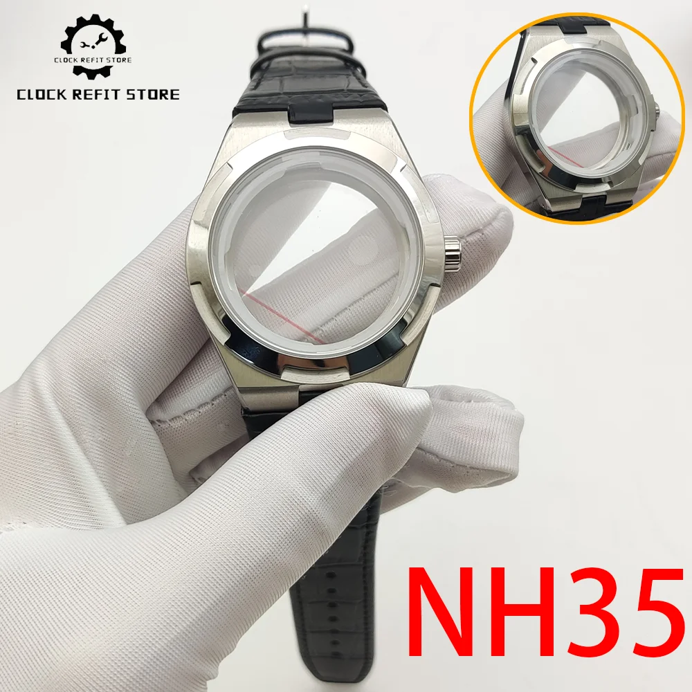 مشاهدة التجمع ، والرجال 40 مللي متر ساعة ميكانيكية مقاوم للماء لحركة NH35 ، وحالة مستديرة ، وحزام من الجلد