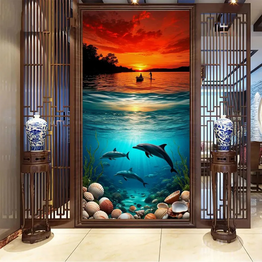 coucher-de-soleil-dauphin-paysage-grande-taille-bricolage-diamant-peinture-pecheur-plein-carre-rond-perceuse-mosaique-broderie-photo-decoration-murale