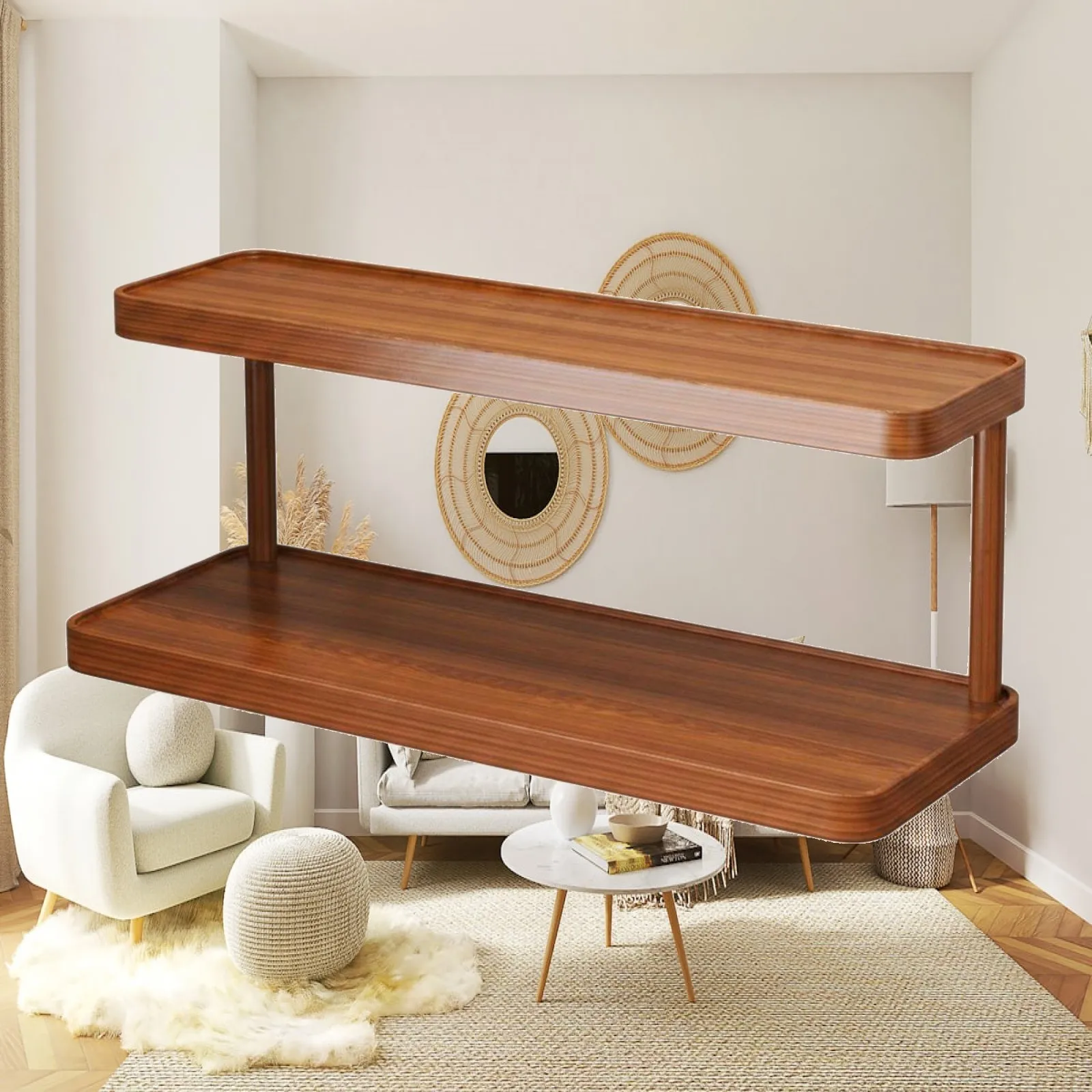 Space-Saving Multi-Tier Tea Display Stand, Large Desktop Shelf