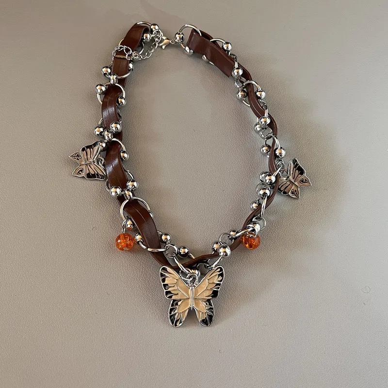 Red Velvet Butterfly Tassel Necklace Sweet Cool Spice Girl Temperament Exaggeration Niche Light Luxury Design Clavicle Chain