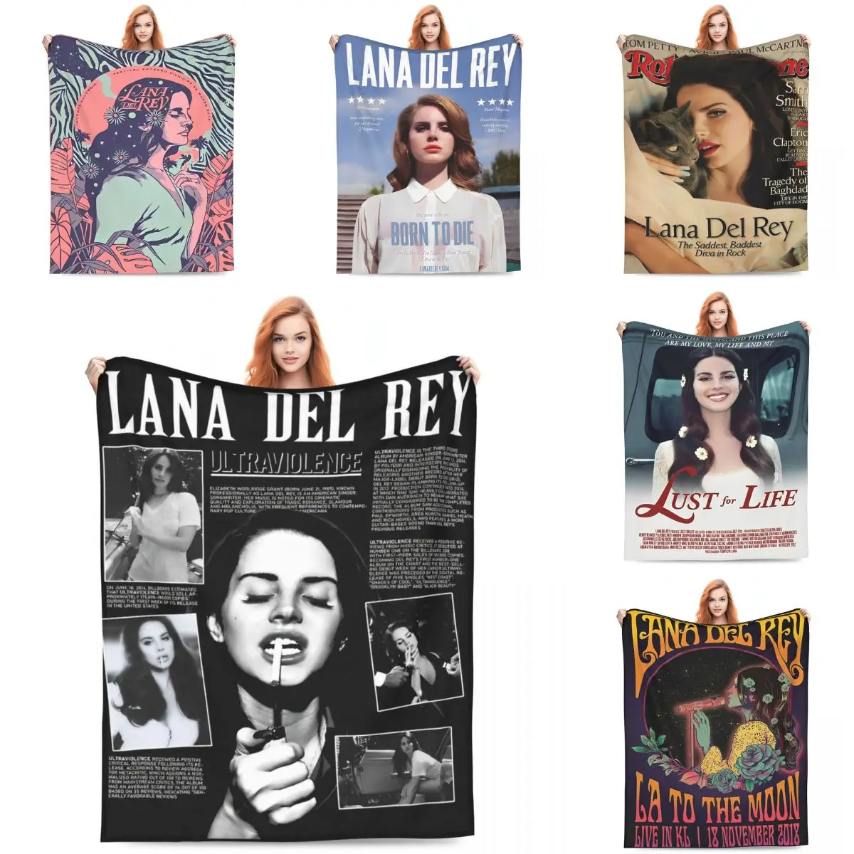 L-Lana Del Rey Warm Blankets Singer Travel Plush Throw Blanket Funny Bedroom Flannel Bedspread Sofa Bed Cover