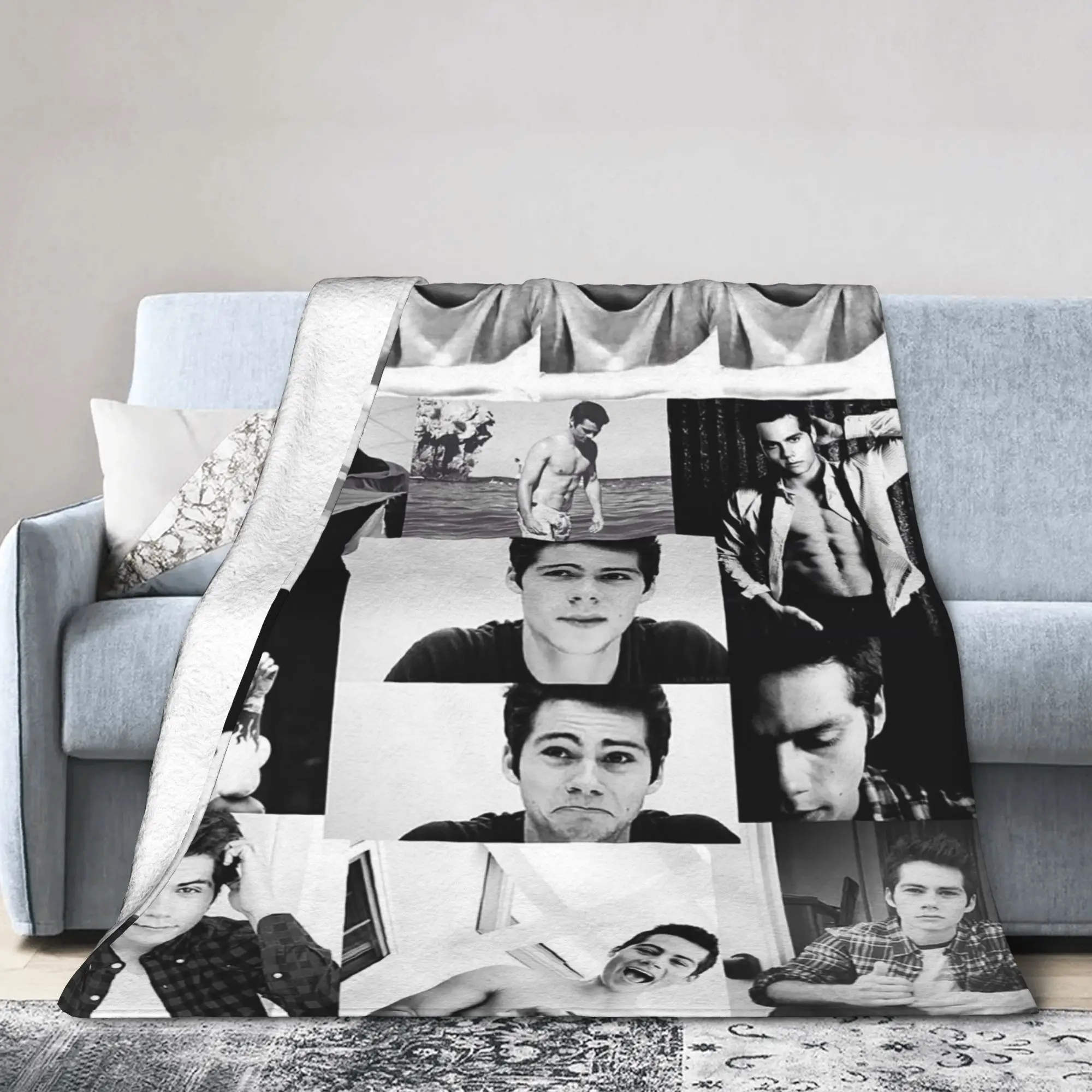 Dylan O'Brien Vintage Actor Knitted Blanket Fleece  Ultra-Soft Throw Blankets for Home Couch Bed Rug