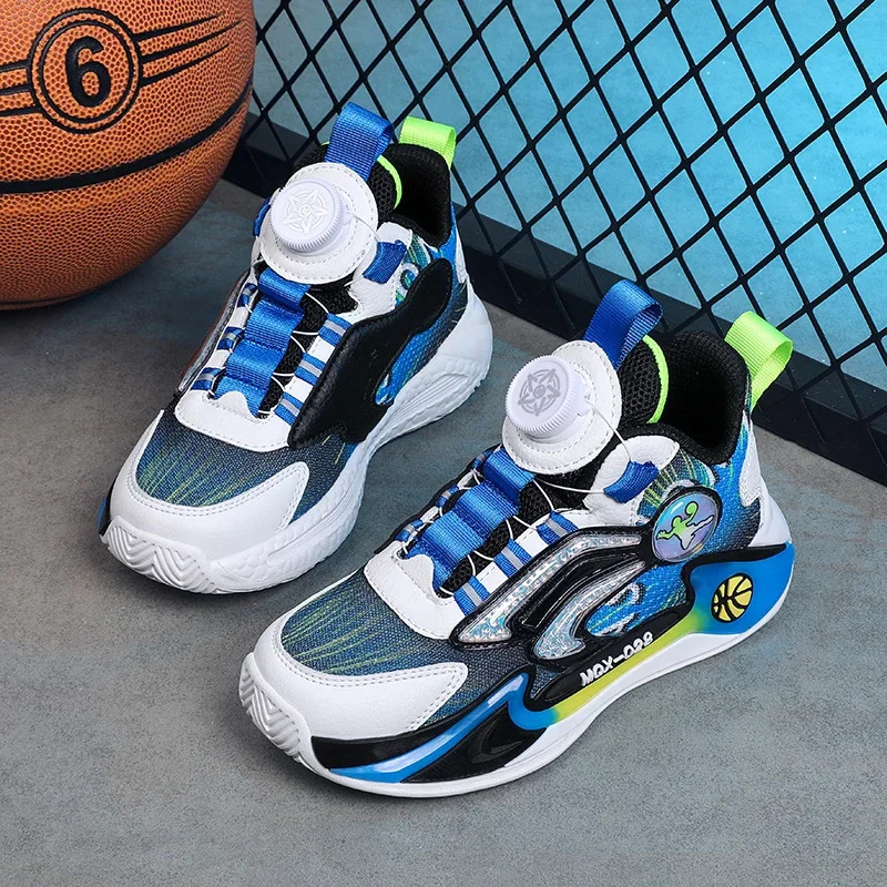 New fashionable anime designed rotating buckle basketball shoes, practical basketball shoes for teenagers and children, rubber o