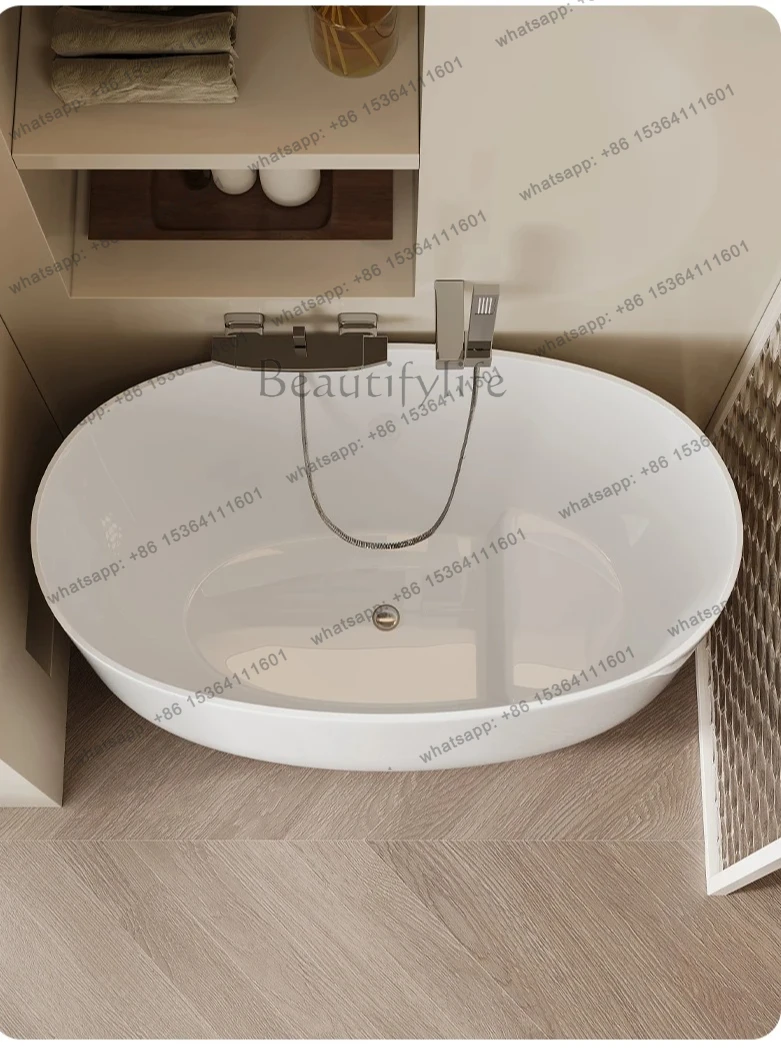 Acrylic household small apartment deep bubble mini thin edge bathtub independent oval Japanese bath tub