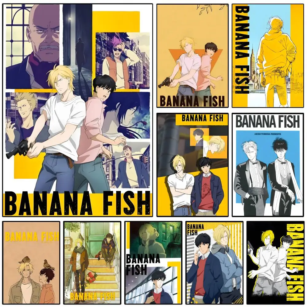 Póster de Anime Drama Banana Fish, decoración de pared autoadhesiva HD para el hogar, oficina, dormitorio y más, opción de regalo ideal