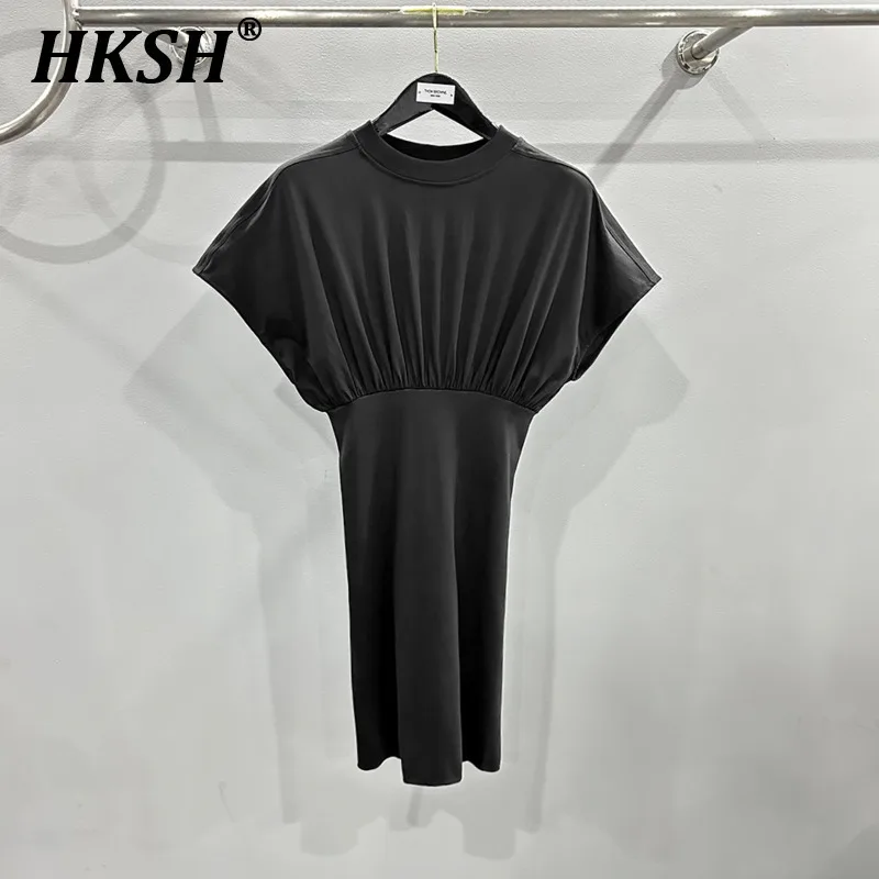 HKSH Spring Summer New Women Tide RO Niche Temperament Waist Slim Ins Sleeveless Mid Dress Chic Dark Fashion Cotton Skirt H2595