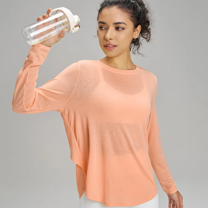 Mesh Sports Coverall Long Sleeve Quick Dry T-Shirt Loose Fitness Apparel Breathable Plus Size Yoga Tops Women image 2