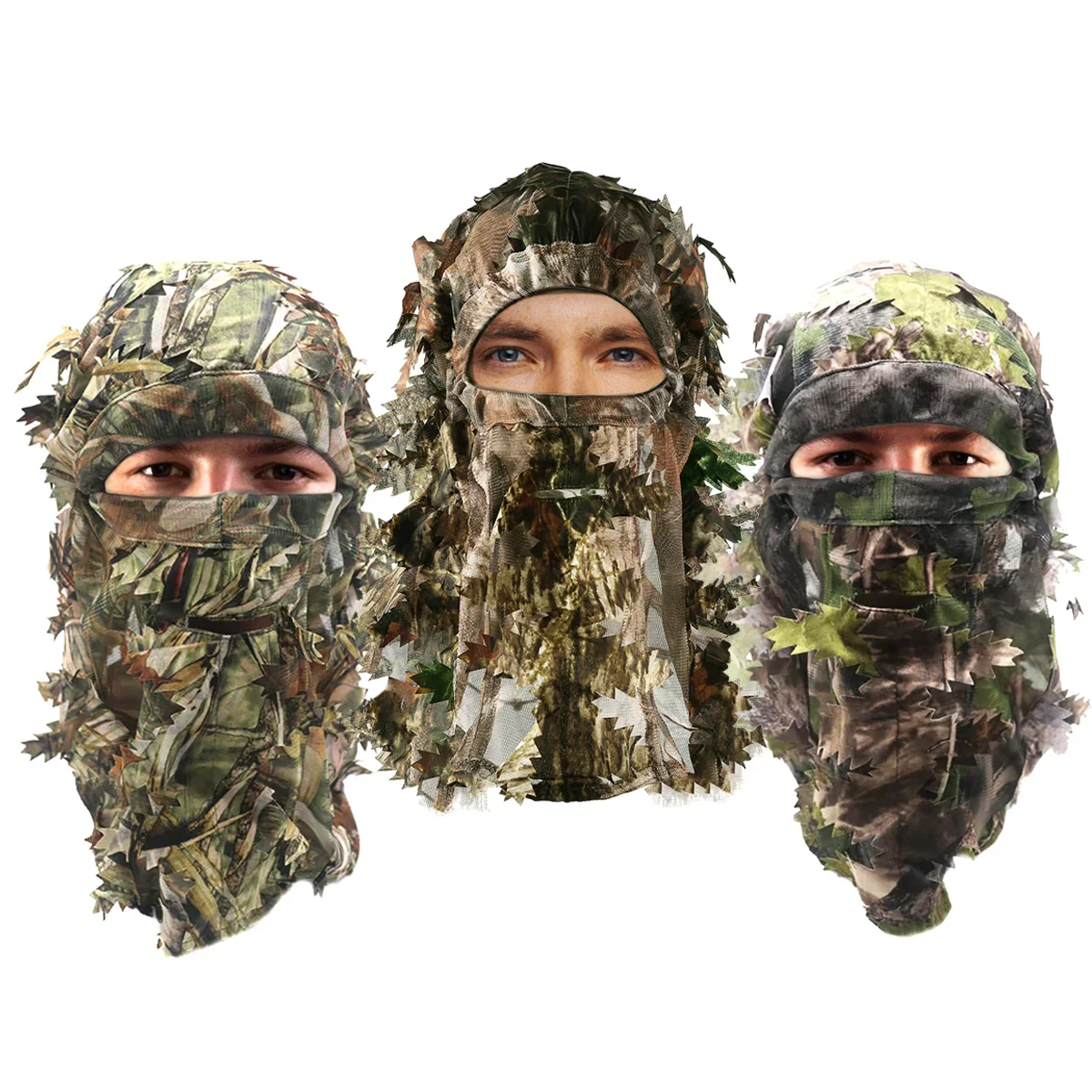 3D Leafy Ghillie Camouflage Hat & Full Face Mask - Ultra-Stealth Hunting Gear for Turkey Season - Perfect Halloween Accessory