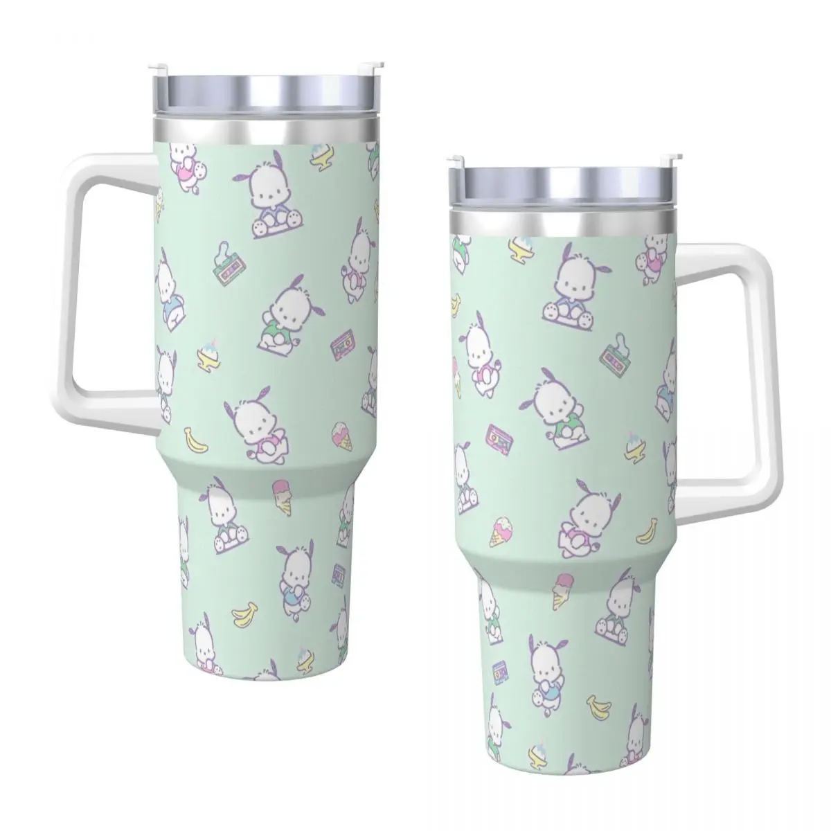 Pochacco Stainless Steel Tumbler Travelist Coffee Mug With Straws and Lid 40oz Mugs Cup Hot Drinks Water Bottle