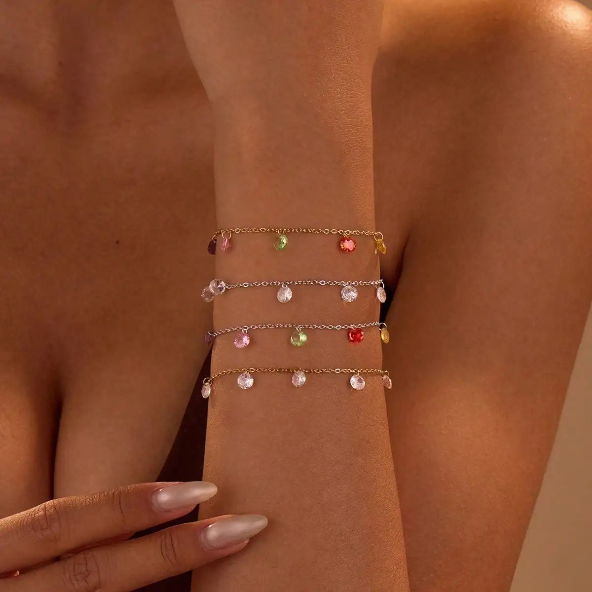 

French Niche Colored Titanium Steel Bracelet, Fade-Resistant, High-End Luxury Dopamine Stackable Jewelry