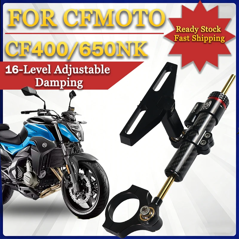 JSMT FOR CFMOTO CF400NK CF650NK GT 16 Level Adjustable CNC Aluminum Top Mount Steering Damper Stabilizer Bracket Kit